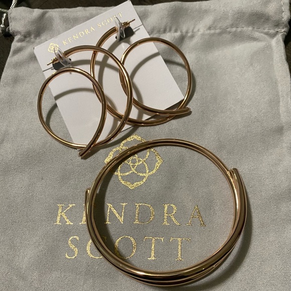 Set - NWT (New with tags) Myles Rose Gold Hoops & NWOT Myles Rose Gold Bracelet - Picture 1 of 1